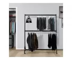 Heavy Duty Clothes Rail (2 Tier, 5 ft Wide, Extendable, 4 Wheels)